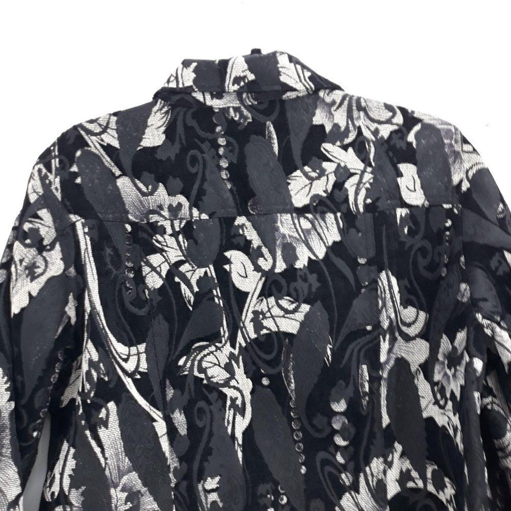 Vtg 80's Chico's Blazer Jacket Shacket Jacquard Tapestry Abstract Black Size 2 - Picture 4 of 8